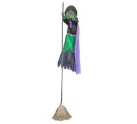 Uhngw Witch on Broom Decoration | 9.84Ft Outdoor Flying Witch Halloween Decor on Broom - Glowing Home Decor for Holiday Backyard Lawns Home Haunted House Front Door Escape Room