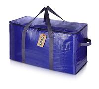 Uhogo 110L Heavy Duty Moving Bags 6 Pack, Extra Large Storage Totes with Reinforced Handles & Strong Zips, Waterproof Laundry Bags for Clothes & Bedding, Durable Alternative to Storage Boxes - Blue