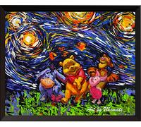 Uhomate Winnie The Pooh Winnie Pooh Inspired Vincent Van Gogh Starry Night Posters Home Canvas Wall Art Anniversary Gifts Baby Gift Nursery Decor Living Room Wall Decor A014 (11x14)