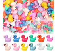 UHOMENY 12 Colors Resin Tiny Ducks 60pcs Mini Resin Duck Statues Cute Colorful Mini Ducks Simulation Resin Small Duckling with box for Aquarium Garden Landscape Christmas Birthday Party Decor