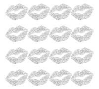 UHOMENY 16pcs Rhinestone Lips Iron-on Patches for Clothing Red Silver Adhesive Appliques Rhinestone Glitters Kiss Mouth Patches for DIY Crafts Clothing Bag Hat Shoes (Silver)