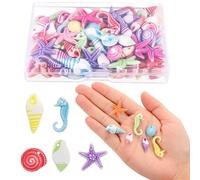 UHOMENY 200PCS Assorted Acrylic Fish Tiny Beads, Colorful Sea Shell Scallops Animal Spacer Beads with Holes for Bracelets Necklaces Jewelry Making DIY Craft, 8~15 mm