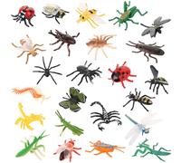 UHOMENY 24pcs Insect Figures Miniature Realistic Bug Ornaments Animals Figures Cake Topper 24 styles with Butterflies Bees Spiders Dragonflies for School Office Classroom Parties Landscape Dollhouse