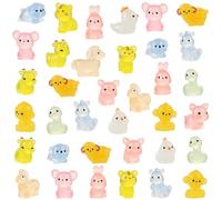 UHOMENY 36pcs Mini Resin 12 Style Animals, Luminous Tiny Statue Cute Rabbits Sheep Dogs Figures Colorful Glowing Resin Animals for Miniature Landscape Doll House Aquarium Garden Home Party Decor