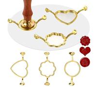 UHOMENY 3PCS Metal Molds for Wax Seal Stamp, Round Flower and Heart Shape Seal Frame for Wedding Invitations Envelopes Cards Wine Packaging
