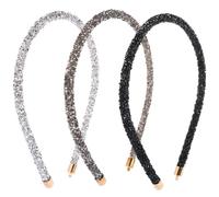 UHOMENY 3pcs Rhinestone Headband Sparkly Crystal Hair Band Glitter Bling Hair Styling Accessories for Women Girls (Black, silver, grey)