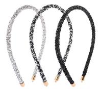 UHOMENY 3pcs Rhinestone Headband Sparkly Crystal Hair Band Glitter Bling Hair Styling Accessories for Women Girls (Black, silver, black and white)