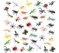 UHOMENY 48pcs Insect Figures Miniature Realistic Bug Ornaments Animals Figures Cake Topper 24 styles with Butterflies Bees Spiders Dragonflies for School Office Classroom Parties Landscape Dollhouse