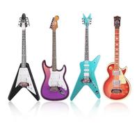 UHOMENY 4pcs Mini Guitar Set Wooden Miniature Musical Instrument Ornament Small Guitar Statue for Doll House Model Home Mini Music Room Landscape Decorations