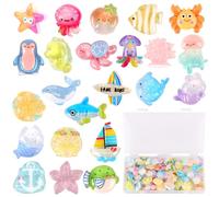 UHOMENY 60pcs Mini Resin Animal Figures Tiny Ocean Animals Set Cute Miniature Sea Statues Mixed Marine Animal Ornaments with Box for Aquarium Fish tanks Dollhouses Gardens Landscape Nail Art Decor