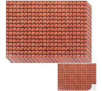 UHOMENY 6Sheets Self-Adhesive Dollhouse Wall Cladding Miniature Roof Tiles Dolls House Wallpaper Accessories Miniature Landscape Decorative Stickers for DIY Craft,21×29cm (Red tile color)