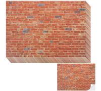 UHOMENY 6Sheets Self-Adhesive Dollhouse Wall Cladding Miniature Roof Tiles Dolls House Wallpaper Accessories Miniature Landscape Decorative Stickers for DIY Craft,21×29cm (Red brick color)