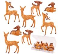 UHOMENY 8PCS Miniature Deer Figurines Realistic Sika Deer Sculptures Cute Forest Fawn Animals Ornaments with box for Cake Toppers Garden Jungle Landscape Party Home Decor DIY Crafts