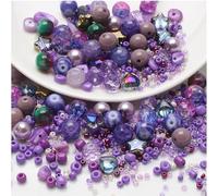 UHOMENY Mixed Colour Glass Crystal Round Spacer Beads for Bracelet, Jewelry, Necklace, Key Chains, Earring Making Crafts Gifts (Purple)