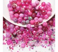 UHOMENY Round Spacer Beads, Mixed Multiple Assorted Glass Beads Charms for Bracelet Making Kits, Jewelry, Necklace, Key Chains, Earring Making Crafts (Rose)