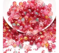 UHOMENY Round Spacer Glass Crystal Mixed Multiple Assorted Beads Charms for Bracelet Making Kits Jewelry Necklace Key Chains Earring Making Crafts (Red)