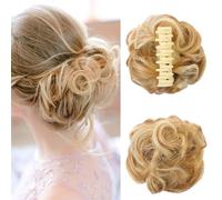 UHOMENY Wig Hair Clip Claw Clip Claw Messy Bun Hair Piece Wavy Curly Large Hair Bun Hairpiece Curly Synthetic Hair Bun Extensions Women's Ponytail Hair Accessories (Gold and Beige)