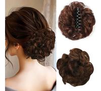 UHOMENY Wig Hair Clip Claw Clip Claw Messy Bun Hair Piece Wavy Curly Large Hair Bun Hairpiece Curly Synthetic Hair Bun Extensions Women's Ponytail Hair Accessories (Brown)