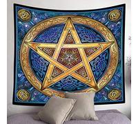 UHOMETAP Pagan Pentagram Tapestry, Celtic Knot, Trippy Hippie Astrology, 60x60 Inches, Bedroom, Living Room