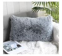 Uhomy 1 Pack Fall Winter Pillow Covers 12"x20", Modern Decorative Luxury Soft Fluffy Style, Black Ombre Artificial Fur Throw Pillow Case Cushion Cover for Sofa Bed Couch Livingroom, 30x50 Cm Single