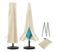 uHousDeco Outdoor Patio Umbrella Cover - Table Market Umbrella Cover for 7.5ft 8ft 9ft 10ft 11ft UV Protection Waterproof Oxford Folding Rod (Beige)
