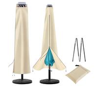 uHousDeco Solar Patio Umbrella Cover - LED Lighted Outdoor Table Umbrella Cover for 7.5ft 8ft 9ft 10ft 11ft UV Protection Waterproof Oxford Folding Rod (Beige)