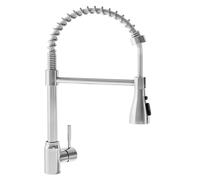 UHOUSEST Kitchen Tap, Single Handle Sink Taps, Stainless Steel Grohe Kitchen Tap, Polished Chrome, Silver-with mounting Accessories- for UK Standard Fittings