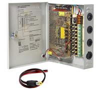 UHPPOTE 9CH Port Power Supply Box CCTV Camera Distribution PTC Fuse DC12V 10A + Pigtail