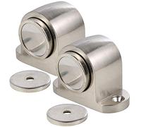 UHPPOTE Alloy Magnetic Door Stopper Brushed Finish with Round Catch Floor Mounted (Pack of 2)
