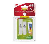 UHR 3M Command Picture Hanging Strips, Strong And Long-Lasting Adhesive, Ideal For Painted Walls, Tiles, Glass, Metal, Finished Wood Surfaces, 8 Large & 4 Medium Sets