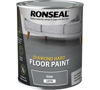 UHR Diamond Hard Floor Paint, Slate Satin Finish, Durable Interior Paint for Wood, Stone & Concrete Floors, Tough & Long-Lasting Protection. No Primer Needed - 750ml
