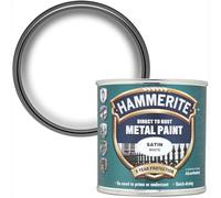 UHR Hammerite Direct to Rust Metal Paint Satin White, Quick-Drying, Durable Anti-Rust Coating, Interior & Exterior, Perfect for Metal Surfaces, Fences, Gates, Railings, No Primer 250ml