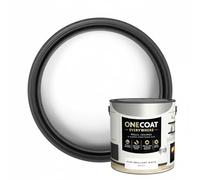 UHR One Coat Everywhere Paint, Grease & Stain Resistant, Quick Drying, Dry Matt Finish, Tough, Washable, Ideal for Painted Walls, Bare Plaster, Wood, and Metal, Pure Brilliant White