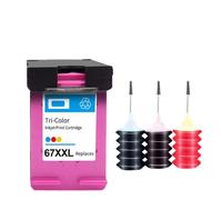 UHSTJW Compatible Refillable Ink Cartridge For 67 67XL 67XXL Compatible With - 2734 2735 2736 2737 2742 2752 2755 2765 2772 2774 Printer(HP67XXL C)