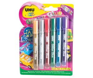 UHU 07002002 YC Glitter Glue Pens Original 6x10