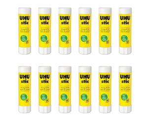 UHU Glue Stick 8.2g All Purpose Glue Solvent Free Pack of 12