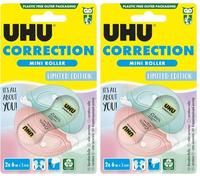 UHU Pastel Mini Correction Tape - Fast, Clean and Accurate Correction Tape, White, 2 x 6m x 5mm (Pack of 2)