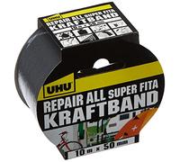 UHU 48145 Extra Strong Fabric Tape for Repairing, Black, 10m x 50mm