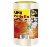 UHU Rollafix Packing Tape Clear Pack of 3 66m x 50mm