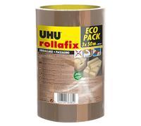 UHU Rollafix Packing Tape, Packaging Tape, Brown, 3 x 50 m