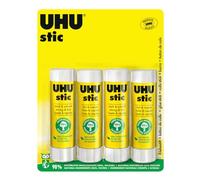 UHU stic, Glue Stick Without Solvent 4 x 40 g Blister, White