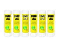 UHU Stic Glue Stick - Solvent Free - Clear Application - 40G - Pack of 6