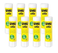 UHU Stic Glue Stick - Solvent Free - Clear Application - 8G - Pack of 8