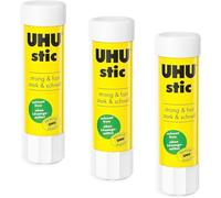 UHU Stic Glue Stick - Strong and Fast, Solvent Free Adhesive - Clear Application - 8.2g - Pack of 3
