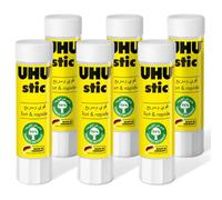 UHU Stic Glue Stick - Strong and Fast, Solvent Free Adhesive - Clear Application - 8.2g - Pack of 6