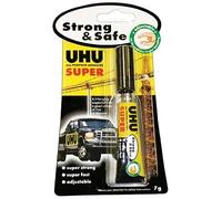 UHU Strong and Safe Super Glue Adjustable Super-strong and Fast Odourless in Tube 7g Ref 39710, transparent