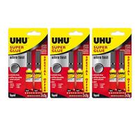 UHU Super Glue Adhesive - Strong & Fast Glue - Pack of 6 x 3g Tubes (3 Twin Packs)