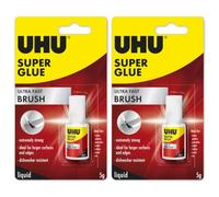 UHU Super Glue Brush Liquid Adhesive with Brush Applicator 2 Pack, 5g