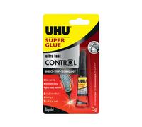 Uhu Super Glue Control, Extra Fast And Strong Liquid, Clean And Precise Application,No Spill Mechanism Tube, 3G, Transparent