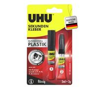 UHU Superglue Lightning Fast Plastic, Lightning-fast 2-Phase Secondary Adhesive for Bonding All Common Plastics, 2 g + 3 ml